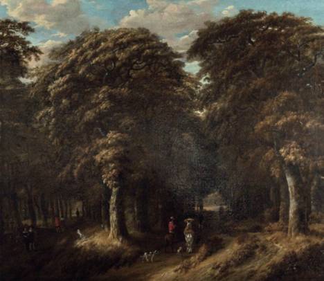 Forest Landscape and Travelers