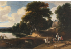 Work 156: Elegant Figures Riding in a River Landscape 