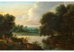 Work 6008: Lake Landscape wit Figures