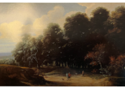 Work 6027: Wooded Landscape with Travelers on a Sandy Road