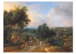 Work 6029: Wide Landscape with Cart and Figures