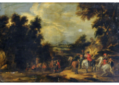 Work 6131: Cavaliers Halting on a Road in a Landscape