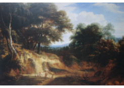 paintings CB:6154 Wooded Landscape with Huntsmen Resting in a Clearing by a Pond