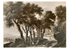 Work 6212: Landscape with High Trees and a Lady and a Gentleman Falcon Hunting