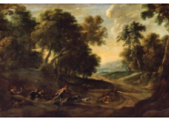 Work 6248: Wooded Landscape with a Stag Hunt