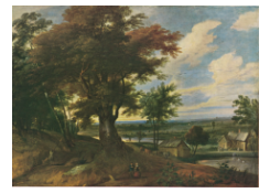 Work 6380: Extensive Landscape with a Sportsman and other Figures at the Margin of a Wood