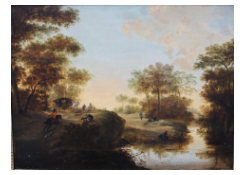 Work 6401: Landscape with Hunters and a Coach by a River