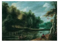 Work 6407: Wooded River Landscape with Fisherman