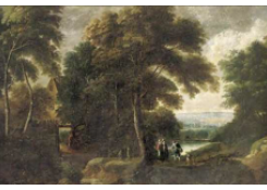 Work 6485: Landscape with Figures Conversing by a Large Oak