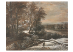 paintings CB:6617 Winter Wooded Landscape with a Traveller and a River