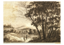 Work 6644: Riverscape with Two Man on a River-bank (1791)