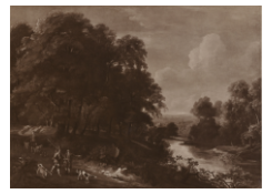 Work 6690: Hunters in a Wooded River Landscape