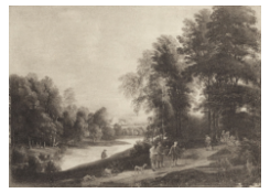 Work 6736: Wooded River Landscape with Figures