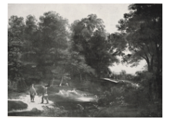 Work 6741: Wooded Landscape with Travellers on a Road by a Stream