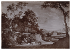 Work 6826: Wooded Landscape with Figures in a Sunken Road and a Castle in the Distance