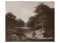 Work 6832: Wooded Landscape with Rider and Dog