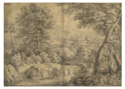 Travellers in a Wooded and Rocky Landscape