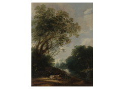 Work 7063: Wooded Landscape with Goats Resting by a Stream