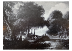 Work 7074: Forest Landscape with Ponds and Figures