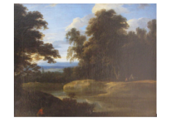 Work 97: Landscape with Figures and a Church Tower in the Distance